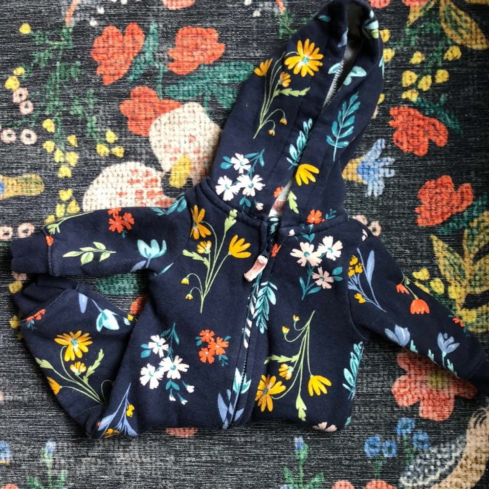Carters Baby Girl Hooded Floral Jumpsuit, Size 3 Months